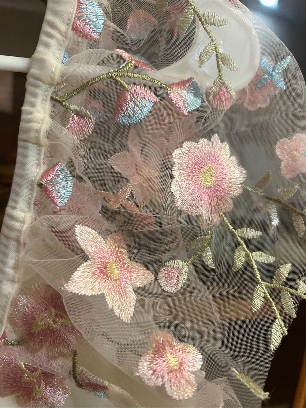 Altar'd State White Crop Top with Pink Floral Embroidery - Picture 7 of 8